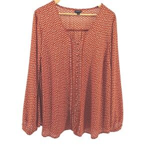 Torrid Polka Dot Burnt Orange Button Front Blouse Womens Plus Size 3X Careerwear